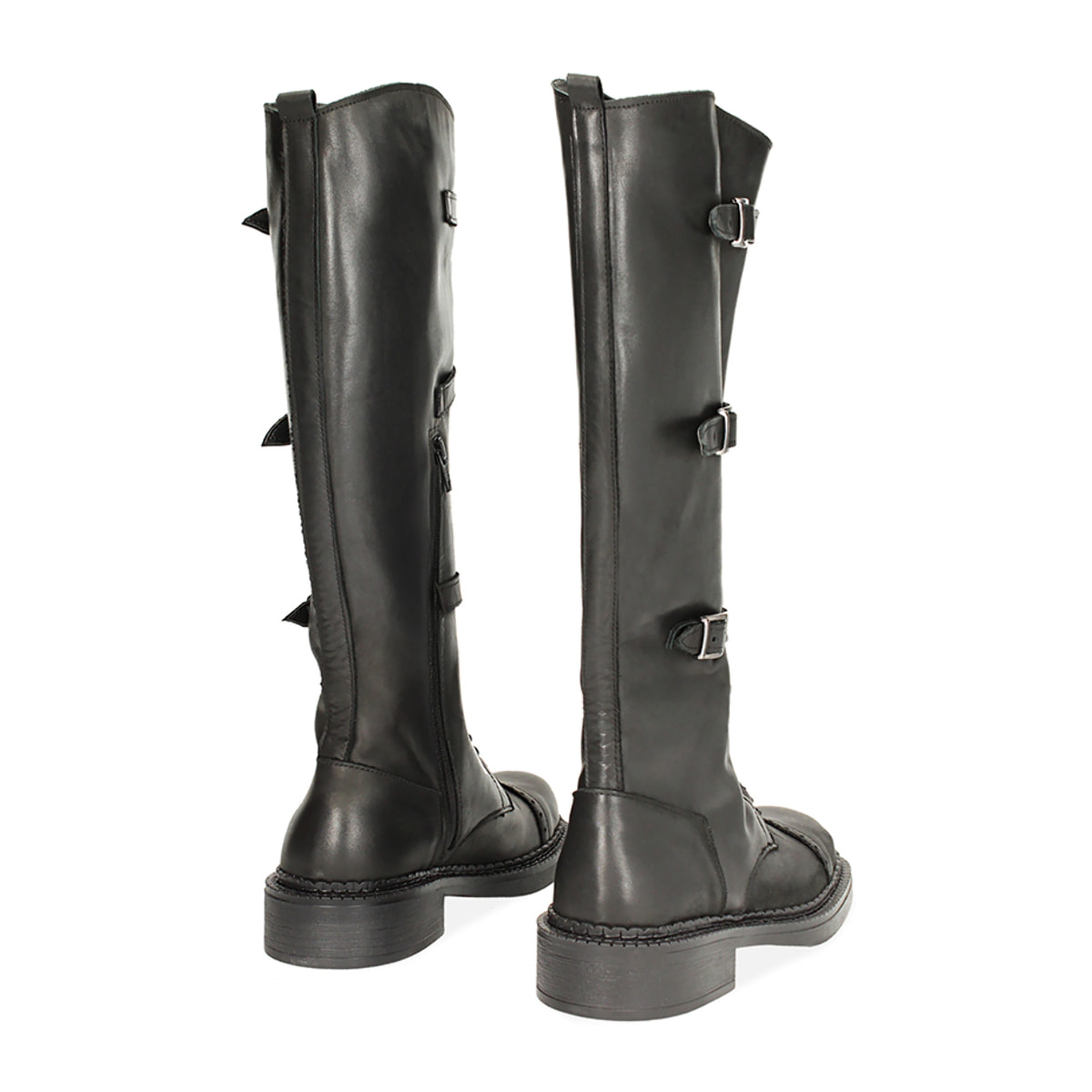 Botas de combate de cuero negro