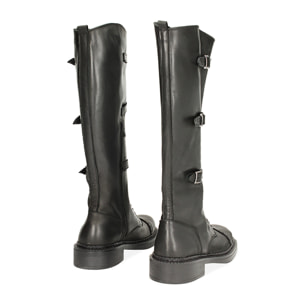 Botas de combate de cuero negro