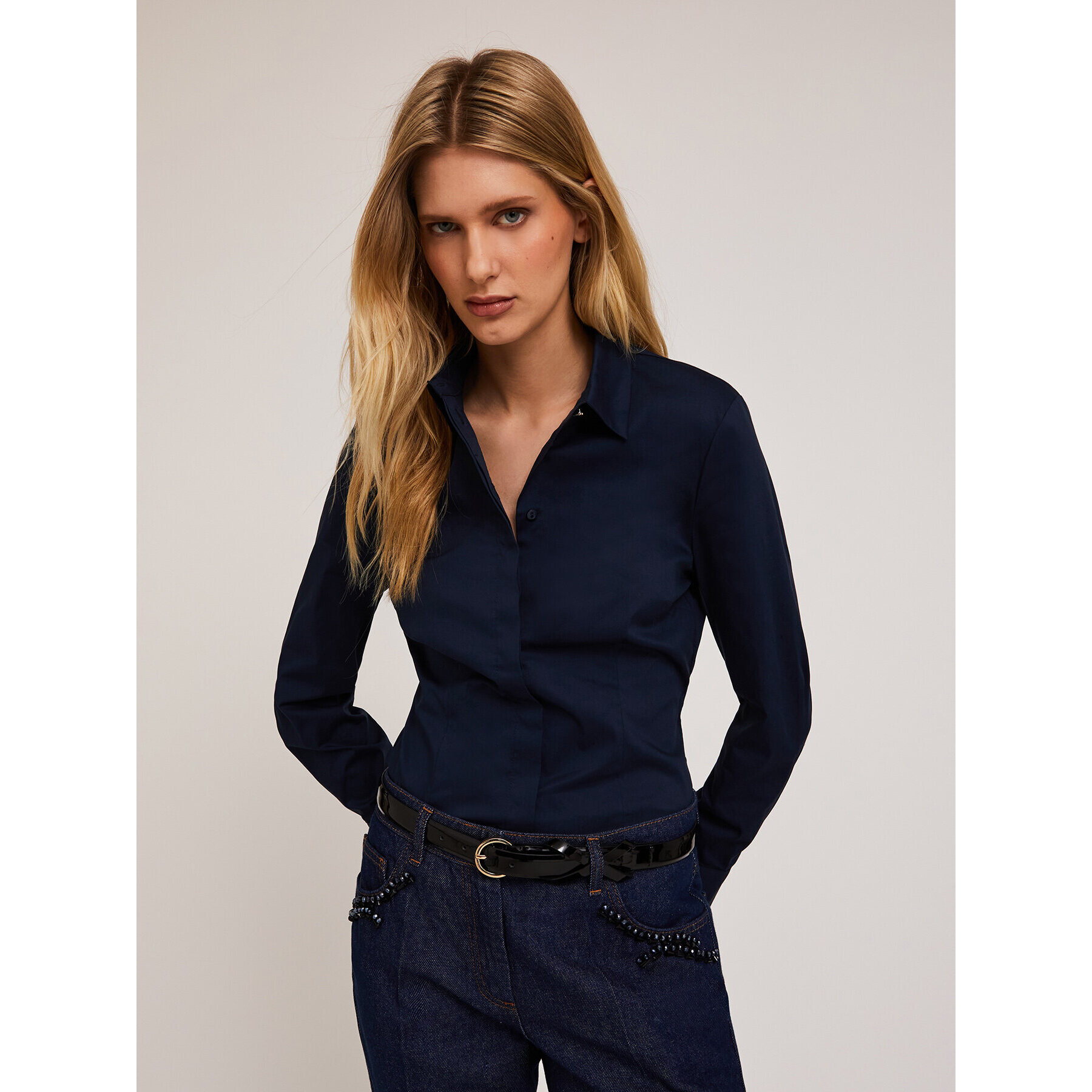 Motivi - Camicia in popeline - Blu