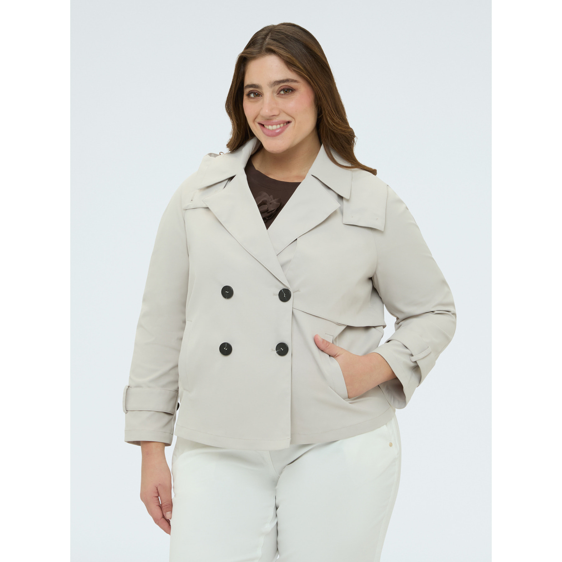 Fiorella Rubino - Gabardina corta cruzada - Blanco