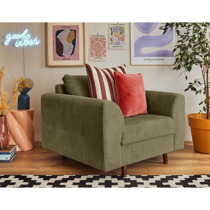 Rune - fauteuil - en velours côtelé - Vert