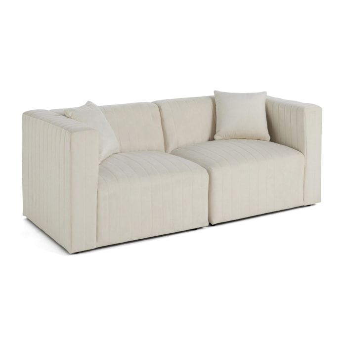 Nova - canapé modulable 2 places - en velours - Beige