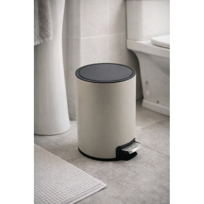 Poubelle à pédale Inox RIKU 5L Taupe mat Spirella