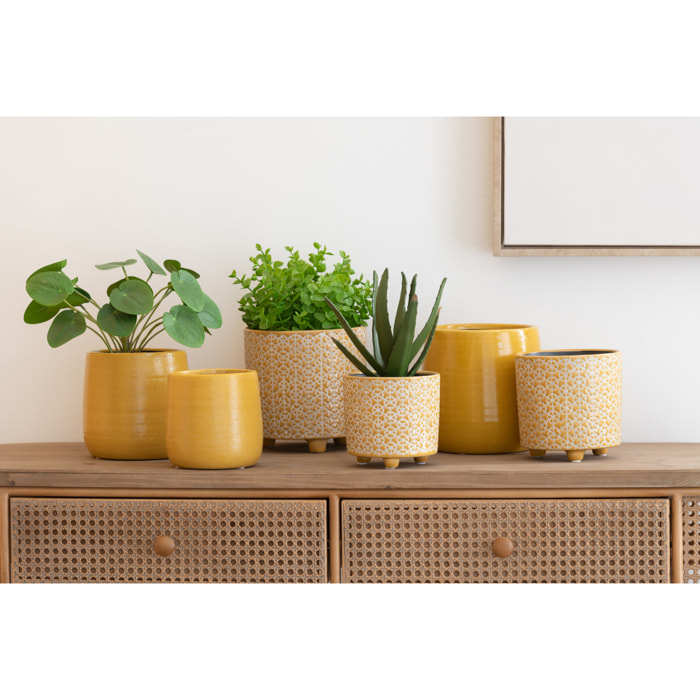 J-Line cache-pot Uni - céramique - ocre - medium - Ø 14.5 cm
