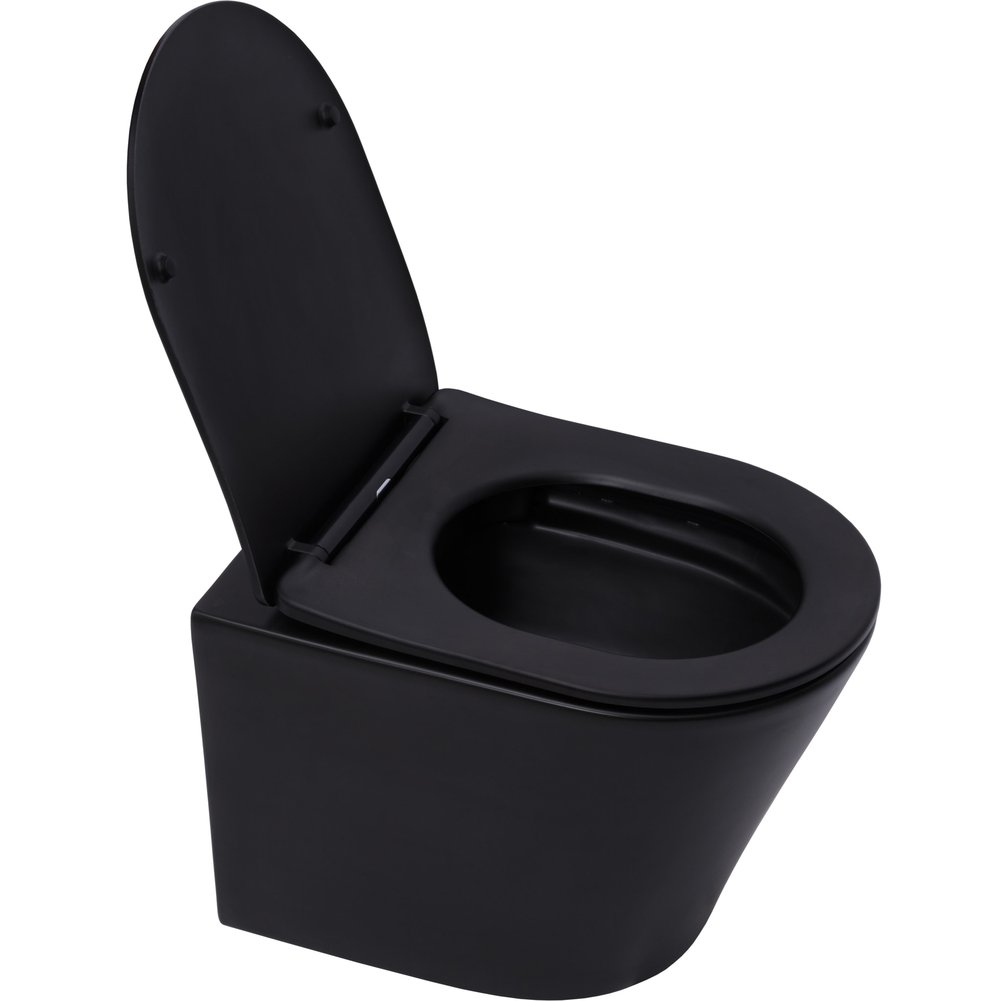 Pack WC sans bride Infinitio Noir mat + Abattant softclose slim + Bâti support Geberit Extra-plat UP720 + Plaque Noir brillante