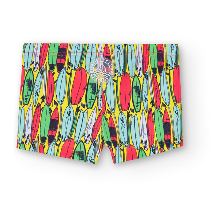Bañador niño estampado, poliamida, amarillo