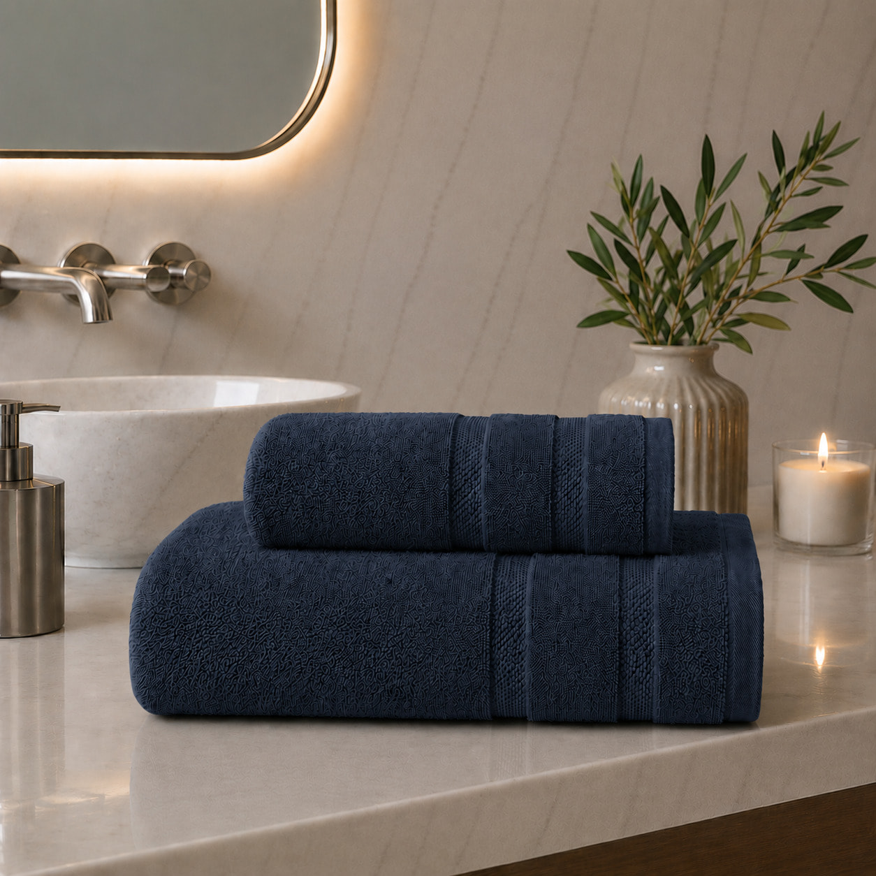 COTONE EGIZIANO Coppia Spugna Lusso 530 gr_40x60+60x110_Lilla Cenere