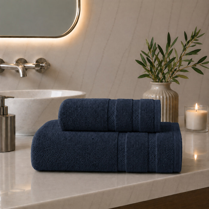 COTONE EGIZIANO Coppia Spugna Lusso 530 gr_40x60+60x110_Lilla Cenere