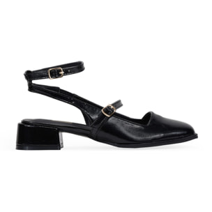 Zapatos Mary Jane destalonados negros con tacón