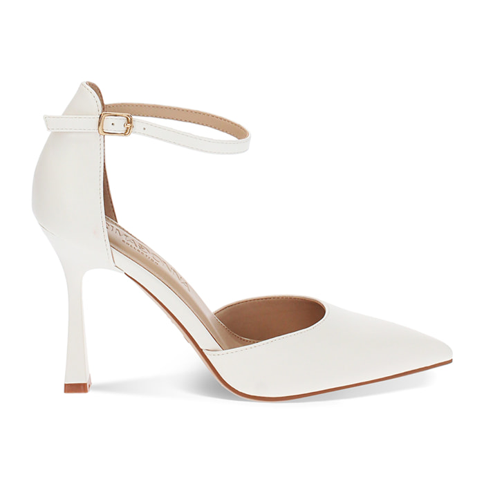 Décolleté open shank donna bianche, tacco 10 cm