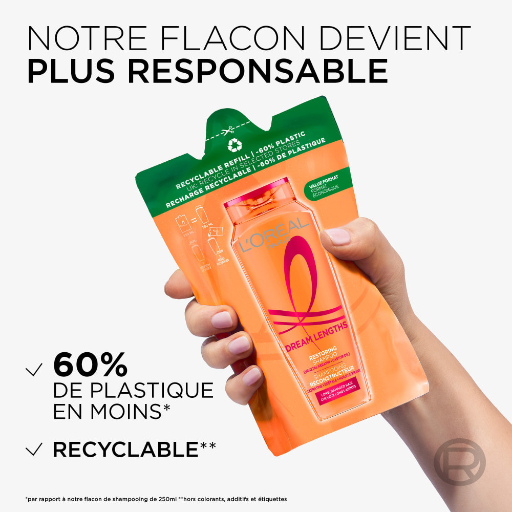 Lot de 6 - L’Oréal Paris Elseve Dream Long Eco-recharge Shampooing Reconstructeur 250ml