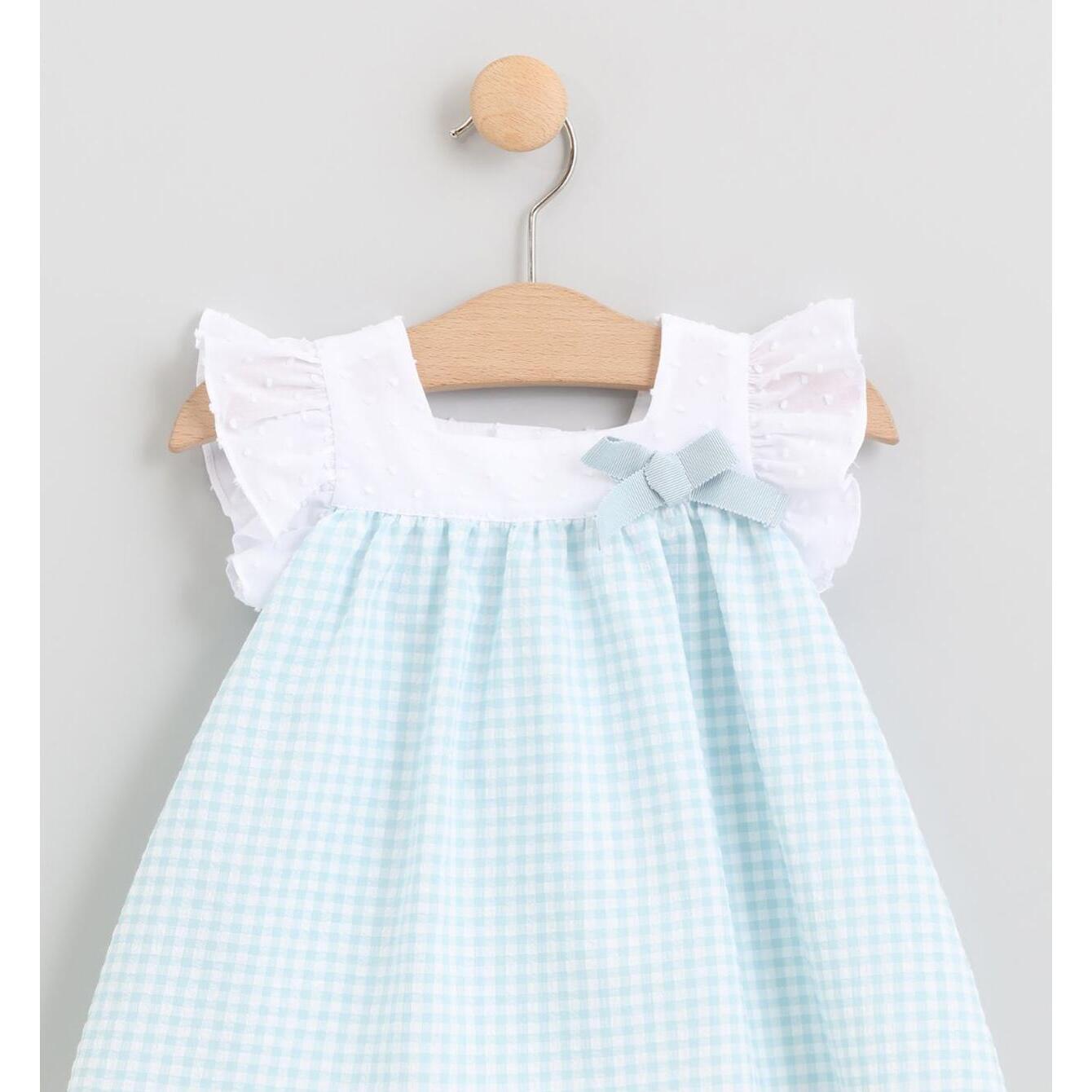 VESTIDO VICHY AGUA CON VOLANTES