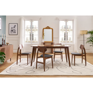 Chaises scandinaves en bois foncé et tissu effet velours texturé vert kaki (lot de 2) ELION