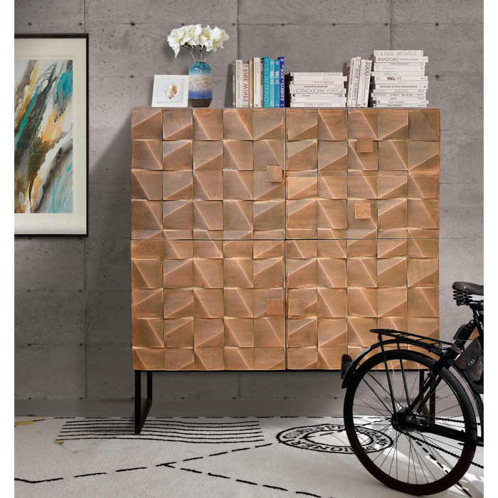 Aparador alto - Madera de Mango y Bronce y Hierro - 100x42x110cm