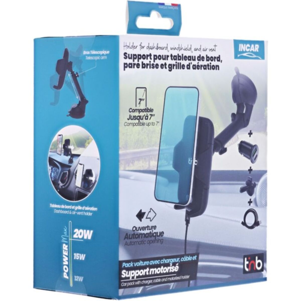 Support smartphone TNB voiture motorisé 3 en 1 avec chargeur
