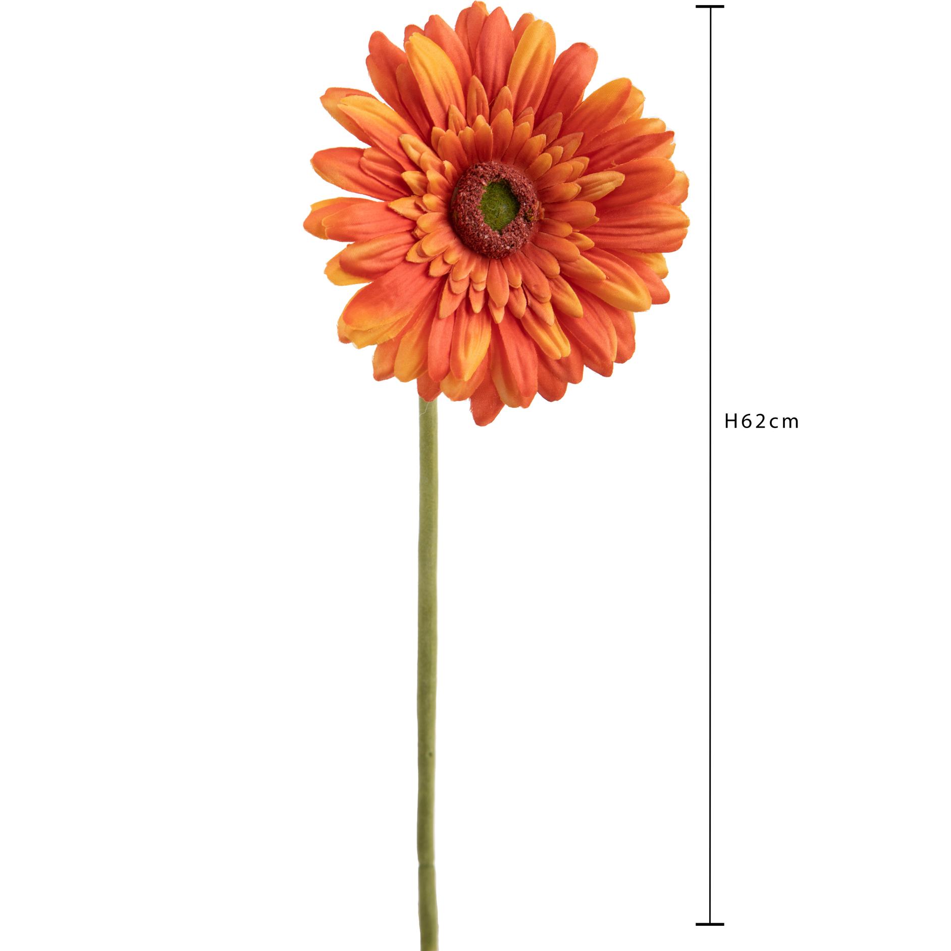 Fiore Di Gerbera Singolo. Altezza 62 Cm - Pezzi 12 - 12X62X12cm - Colore: Arancio - Bianchi Dino - Fiori Artificiali