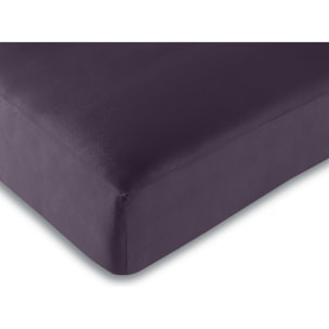 Drap housse 100% Coton/57 fils/cm² - Prune