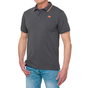 Polo con rayas finas AMAK algodón jersey Gris
