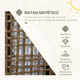 Linterna de Jardín de Ratán Sintético Farola Solar con Luces LED Encendido y Apagado Automático para Terraza Balcón Patio 15,5x15,5x46 cm Arena