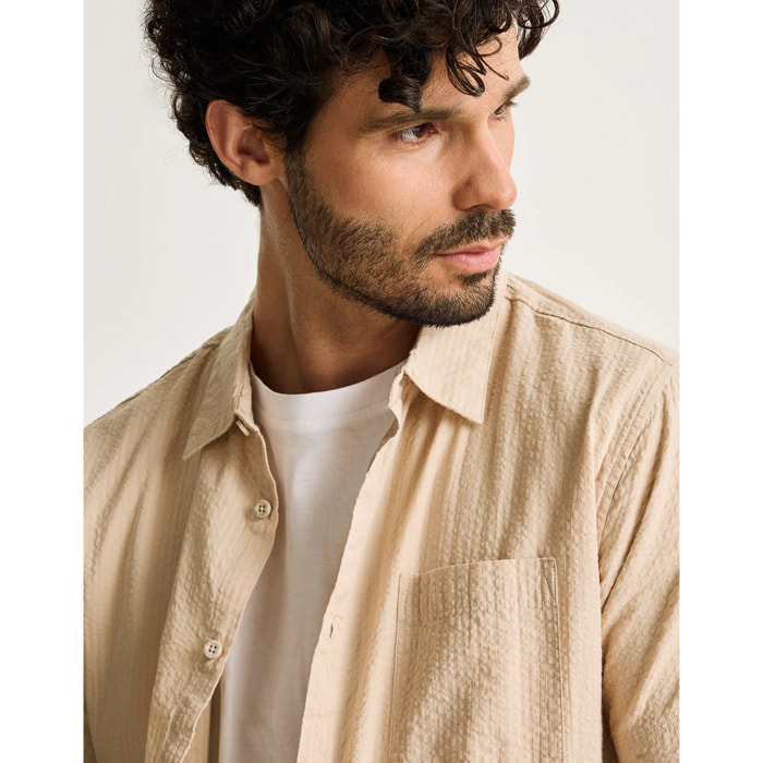 Camisa Manga Corta Beige - Buzzed