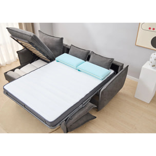 Sofá Cama Chaise Longue Intercambiable - Apertura Italiana - Colchón Matrimonio 140x195 - Tejido Anti-Manchas - 2 Cojines Función Almohada incluídos - 5 Años de Garantía
