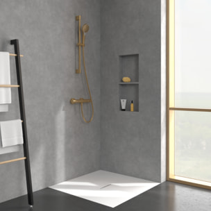 Mitigeur douche thermostatique Universal rond Or brossé