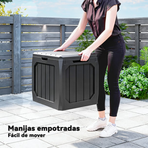 Arcón Exterior Capacidad 121L, Baúl Almacenaje Exterior de Plástico con 2 Asas y Tapa Bloqueable, Impermeable, Resistente a la Intemperie, para Jardín, Terraza, Patio, 56x45x53 cm, Negro