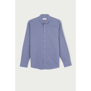 Camicia 1 Bottone Button Downuomo Slim Popeline Fantasia Grigio/Nero