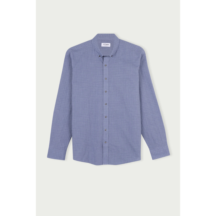 Camicia 1 Bottone Button Downuomo Slim Popeline Fantasia Grigio/Nero