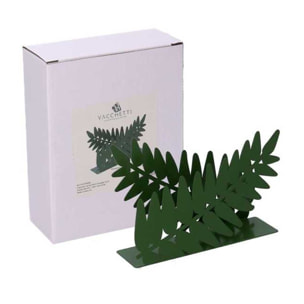 Portatovaglioli in metallo foglia d'alloro verde scuro rettangolare cm14,5x4h10