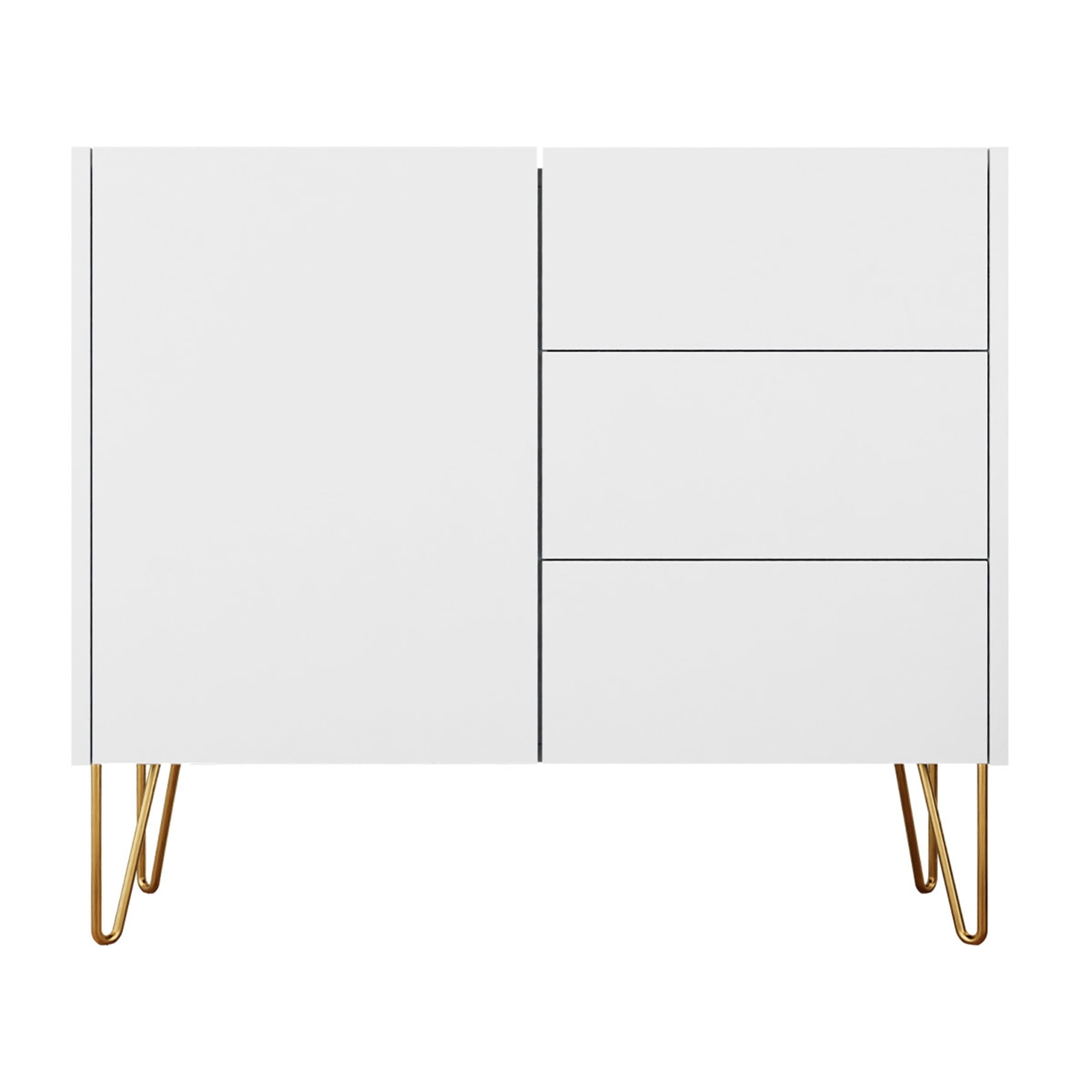 Cali - buffet bas - effet marbre - 97 cm - Blanc / Doré