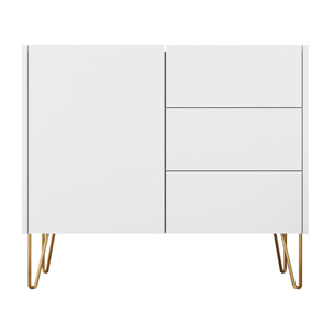Cali - buffet bas - effet marbre - 97 cm - Blanc / Doré