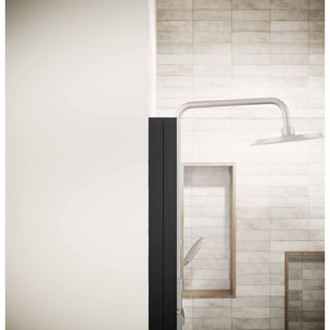 Porte de Douche Pivotante 80x195cm - Verre Trempe 8mm Anticalcaire - Alu Noir - DARK ELEMENTARY