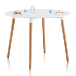 Mesa de comedor redonda Skandia Blanco - Madera de haya