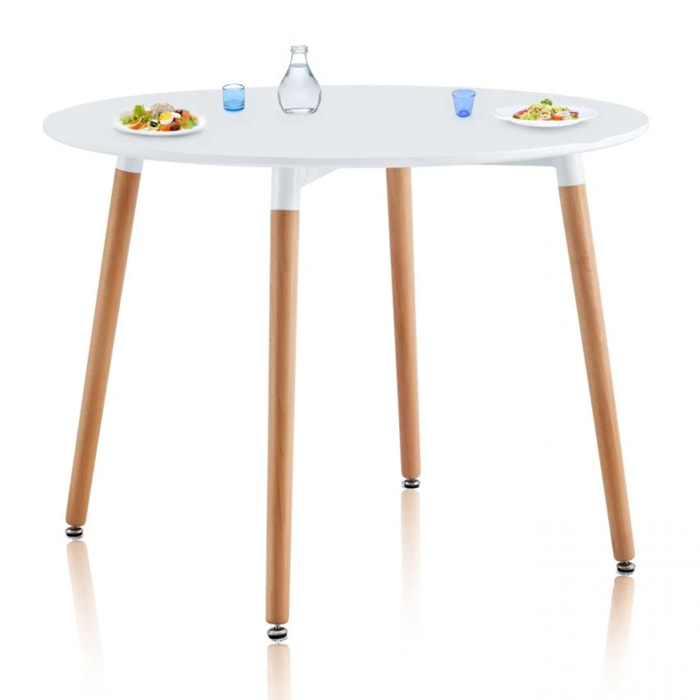 Mesa de comedor redonda Skandia Blanco - Madera de haya