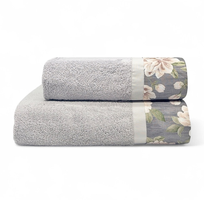 Set Spugna COROLLA 2 Pezzi: Viso+Ospite - Grigio - 450 gr/m² - Puro Cotone