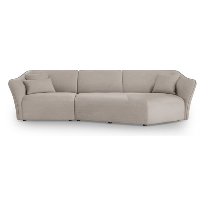 Canapé d'angle droit modulable "Tokyo" 5 places en bouclé beige foncé