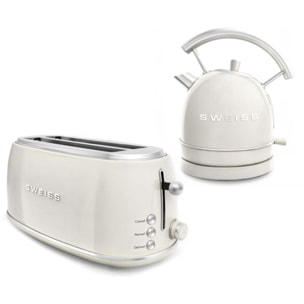 Grille-pain SWEISS + bouilloire vintage crème pack GRVKTL8