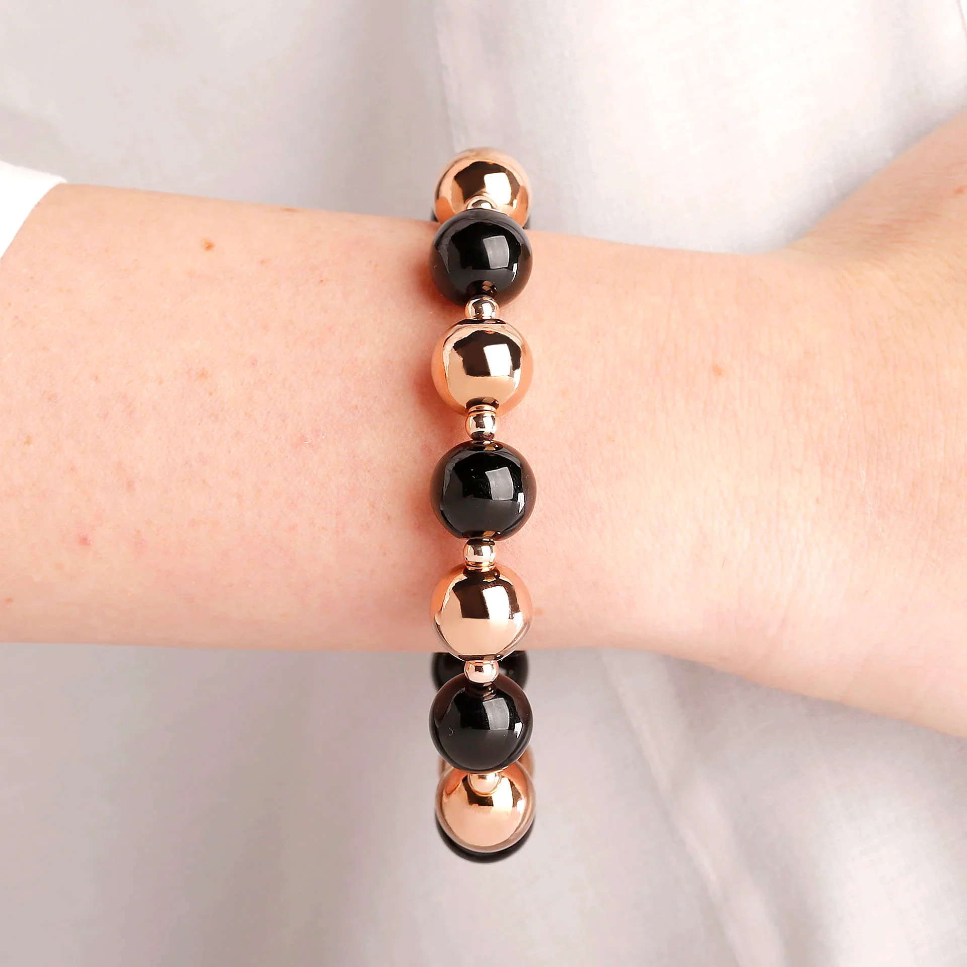 Bracciale con Bead Lucide e Pietra Naturale Ametista Sfaccettate
