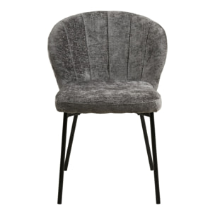 Set 2 sedie da pranzo Roanne in tessuto grigio gambe nere