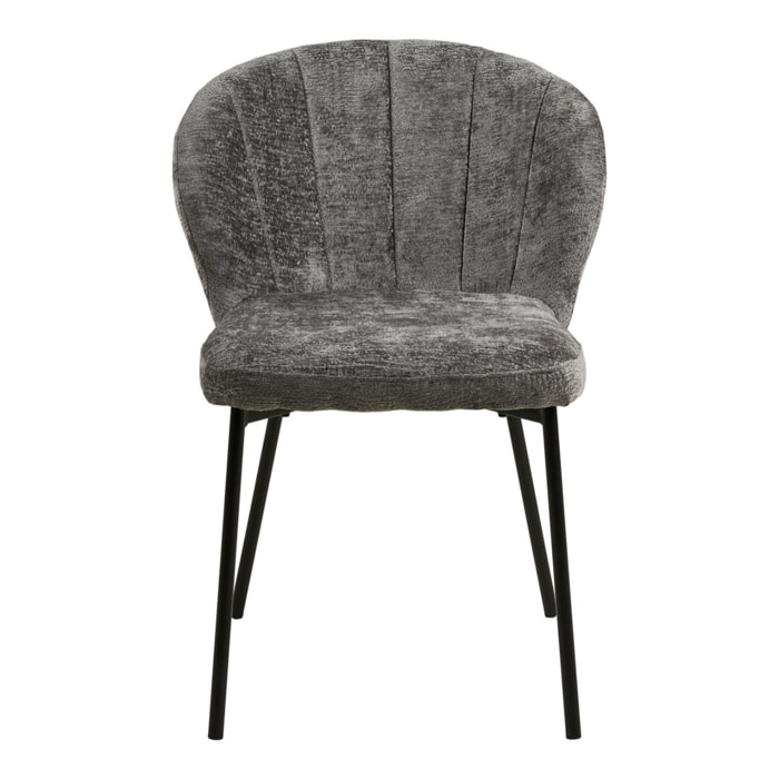 Set 2 sedie da pranzo Roanne in tessuto grigio gambe nere