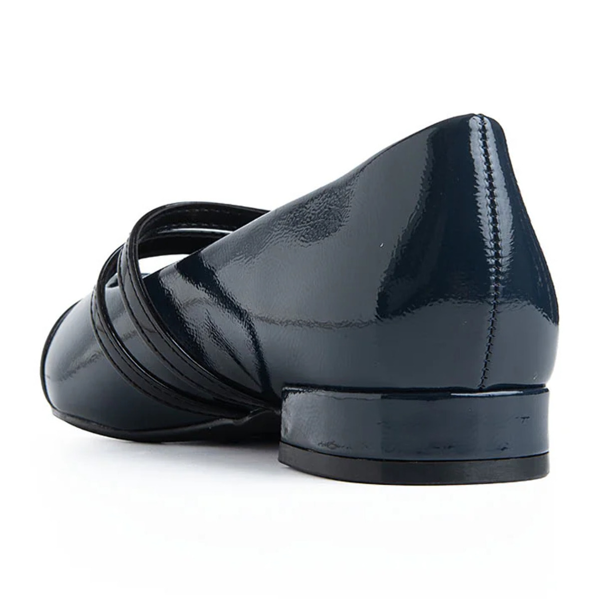 Ballerina a punta in vernice con cinturini - NAVY