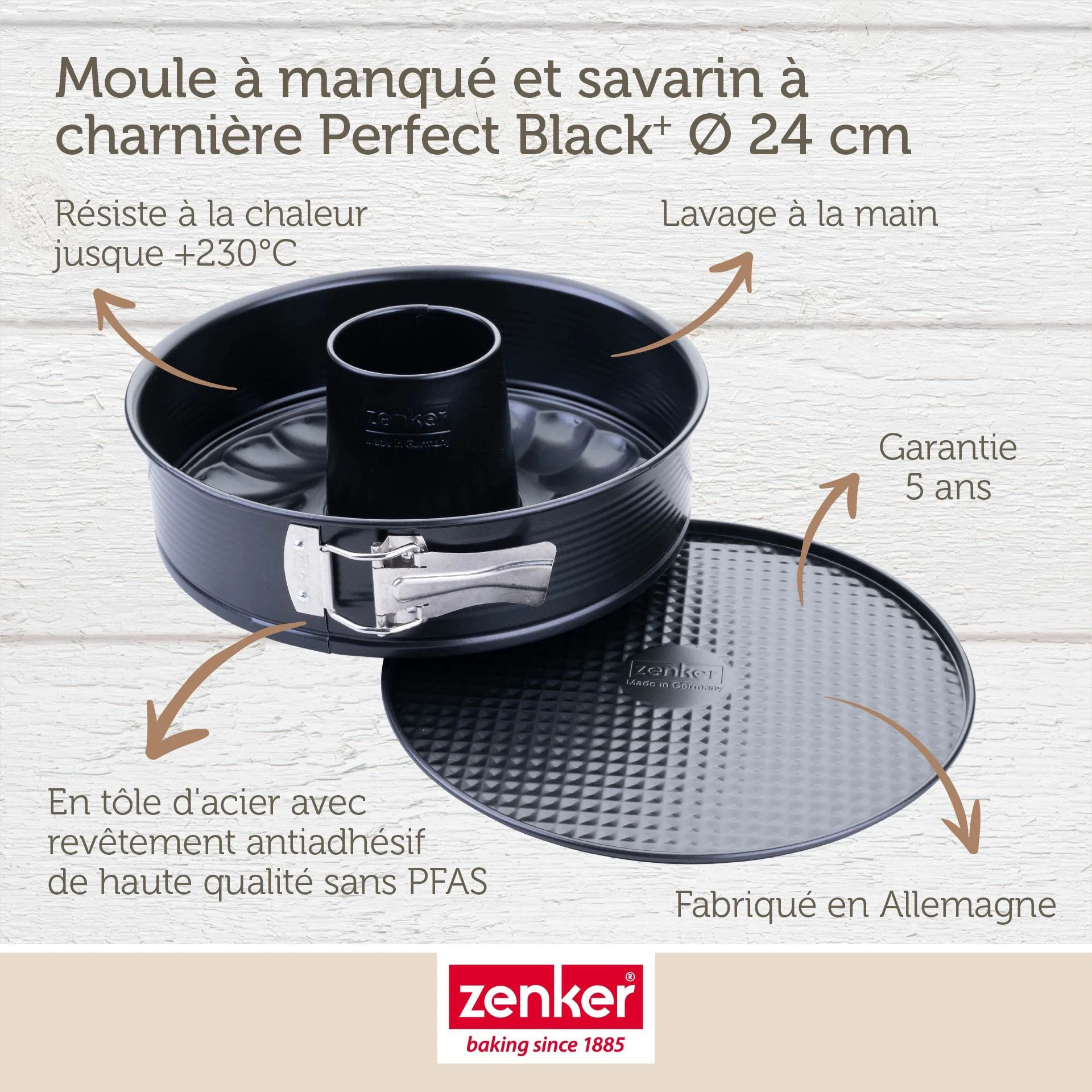 Moule à manqué et à savarin double fond Zenker PerfectBack+