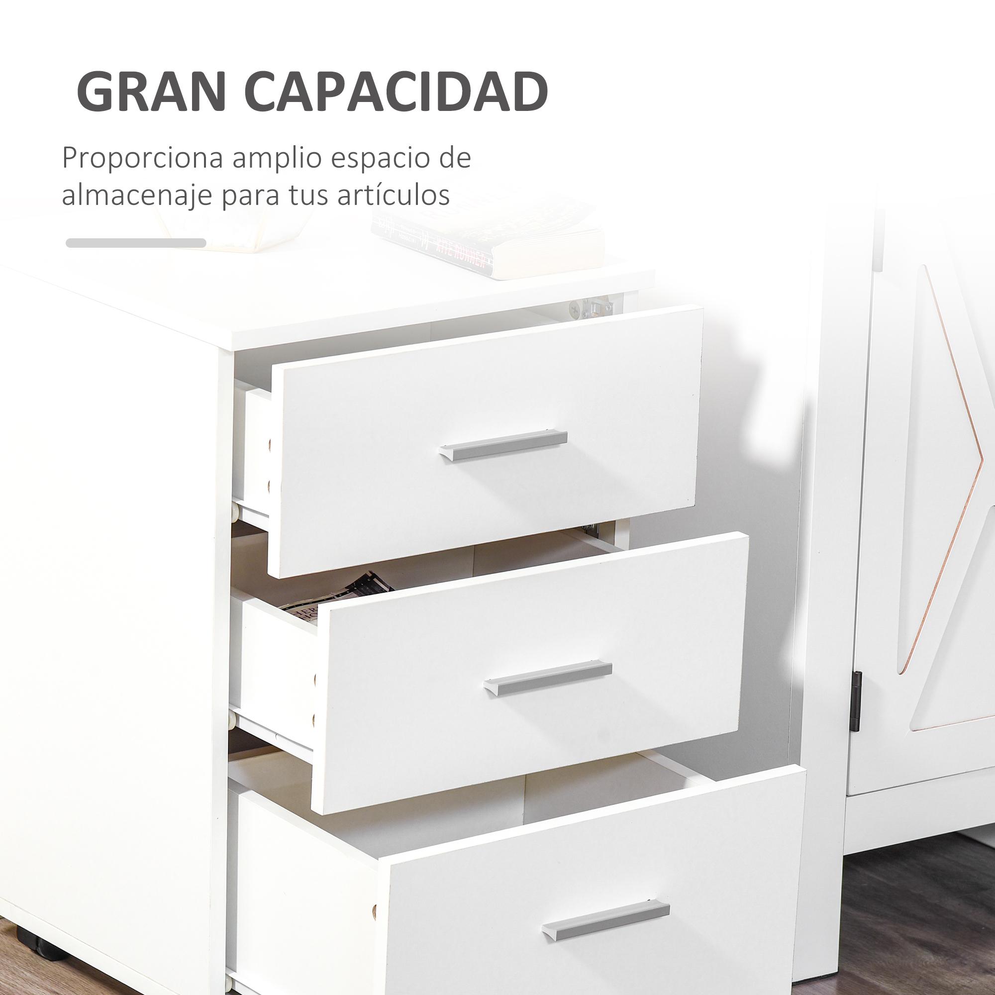 Cajonera con Cerradura y Ruedas 40x41,5x61,5cm Blanco