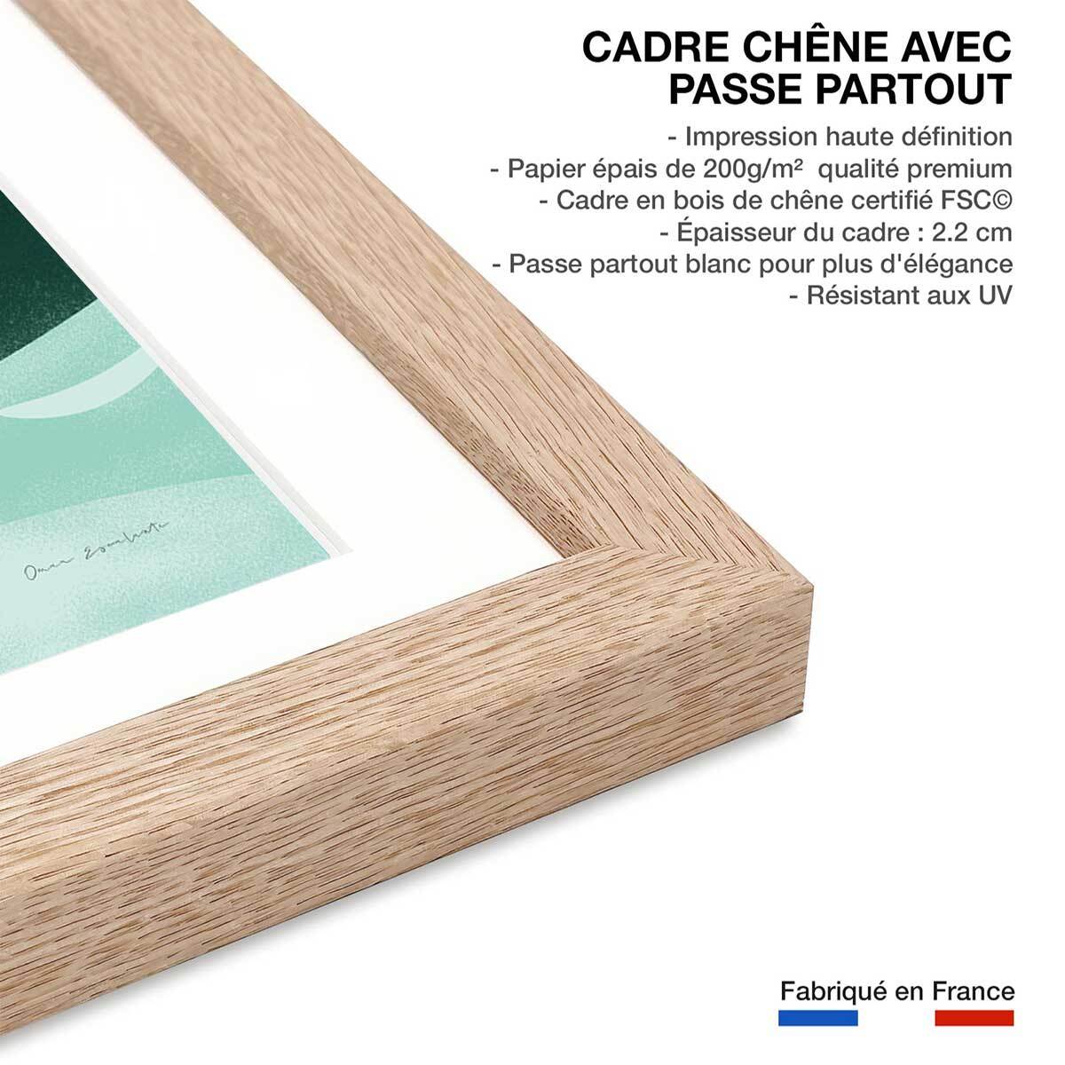 Affiche voyage Laponie finlandaise Affiche + cadre en bois - Chêne