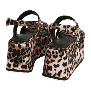 Sandali leopard, zeppa 8 cm