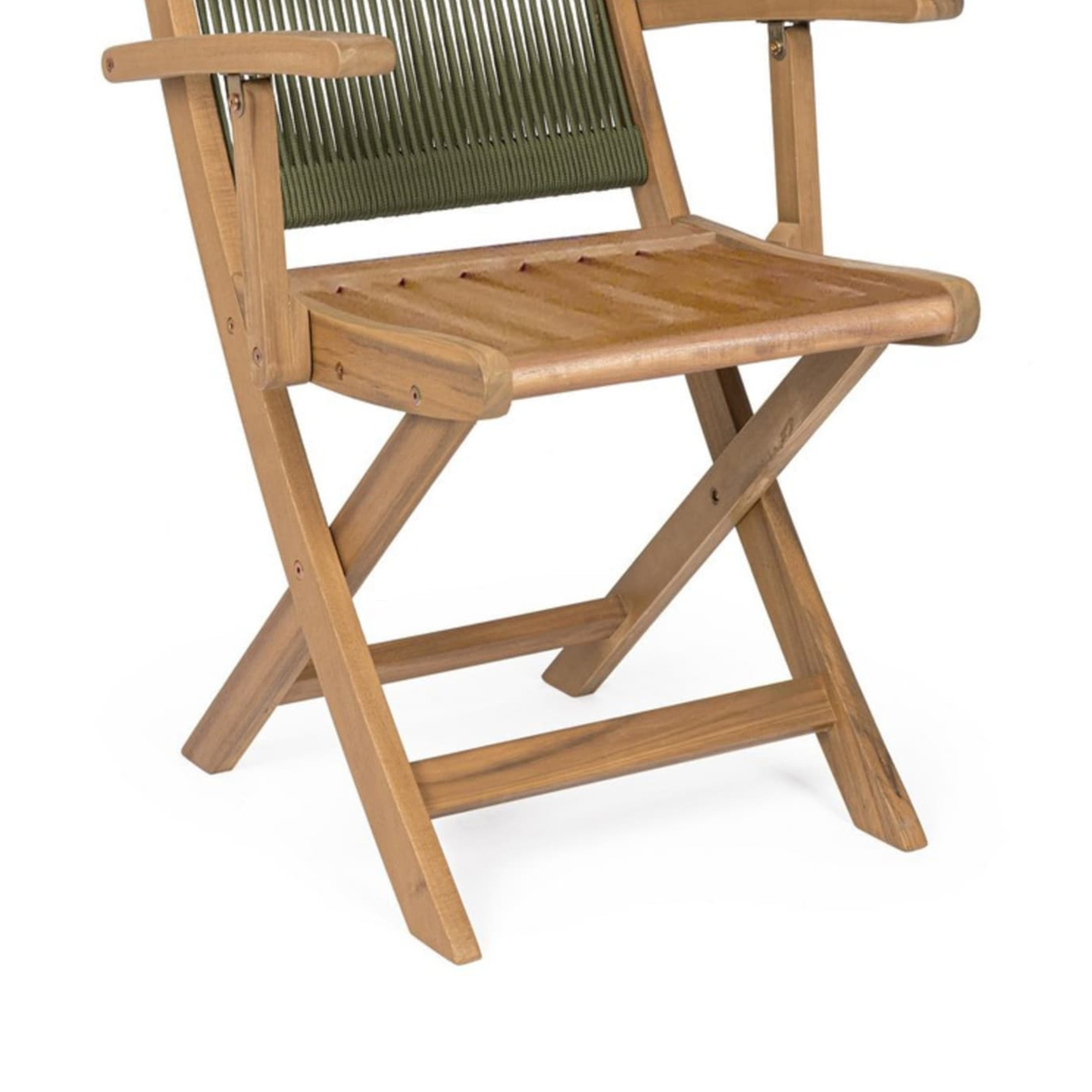 Set di sedie pieghevoli MONSARAZ in legno di acacia e corda verde