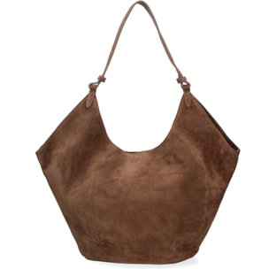 Borsa a spalla da donna - Modello Lisboa - Pelle Scamosciata - 27.0 x 38.0 x 21.5 cm