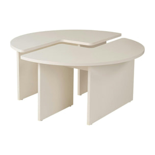 Table basse ronde blanche effet bois - design puzzle MARFA