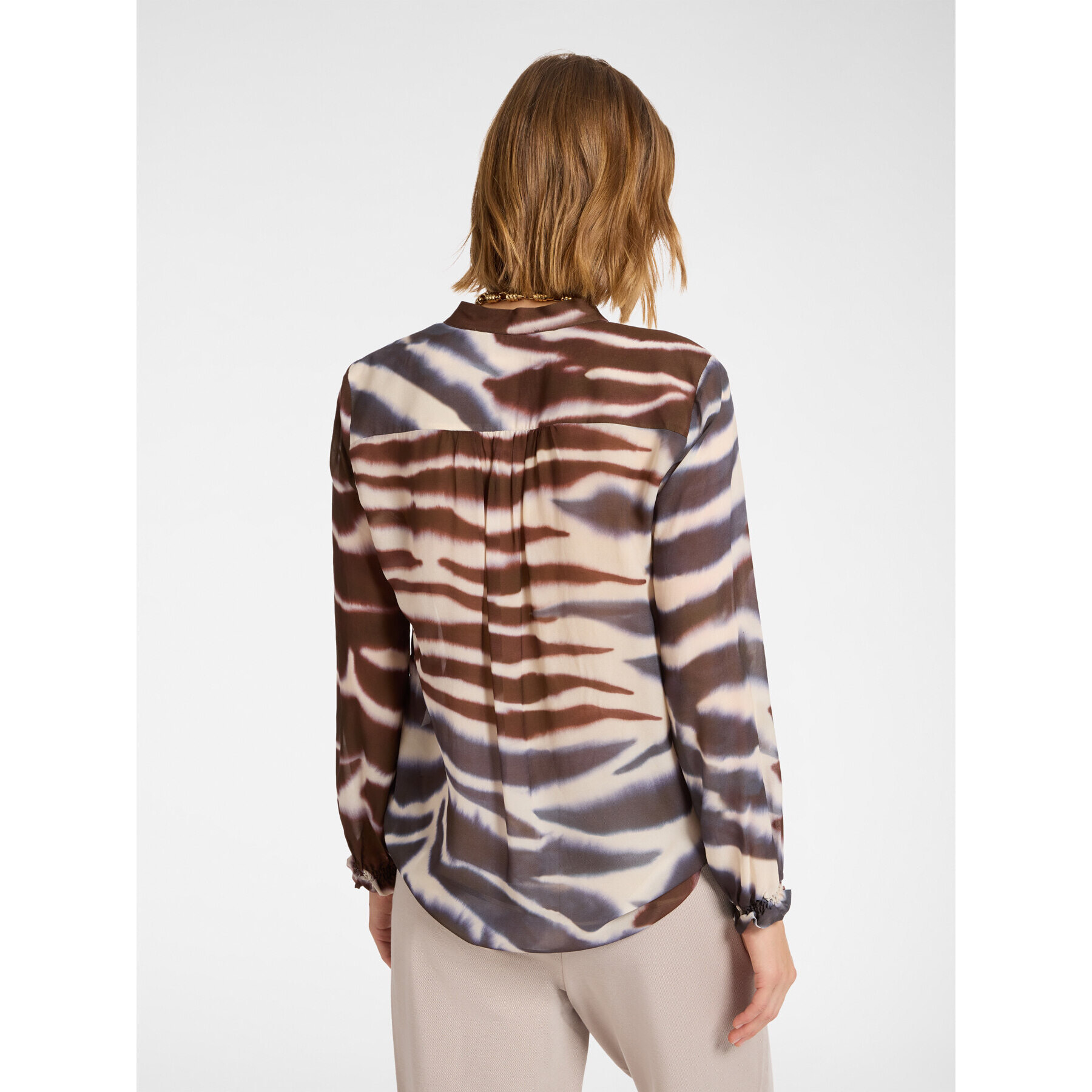 Elena Mirò - Blusa estampada con tachuelas - Marrón